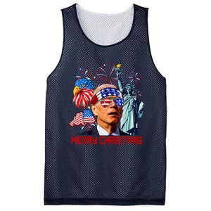 Joe Biden Confused Patriotic Merry Christmas For 4th Of July Mesh Reversible Basketball Jersey Tank