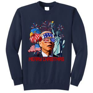 Joe Biden Confused Patriotic Merry Christmas For 4th Of July Tall Sweatshirt