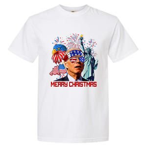 Joe Biden Confused Patriotic Merry Christmas For 4th Of July Garment-Dyed Heavyweight T-Shirt