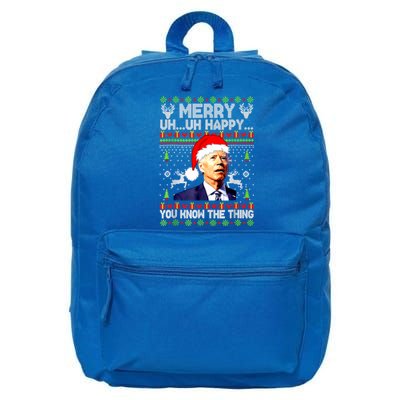 Joe Biden Christmas Merry Uh Uh Happy You Know The Thing 16 in Basic Backpack