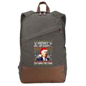 Joe Biden Christmas Merry Uh Uh Happy You Know The Thing Cotton Canvas Backpack