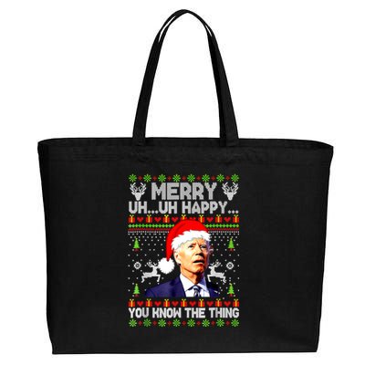 Joe Biden Christmas Merry Uh Uh Happy You Know The Thing Cotton Canvas Jumbo Tote