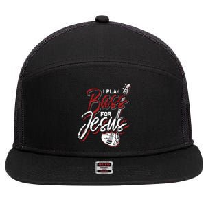 Jesus Bassist Christian Bass Player Bass Guitar 7 Panel Mesh Trucker Snapback Hat