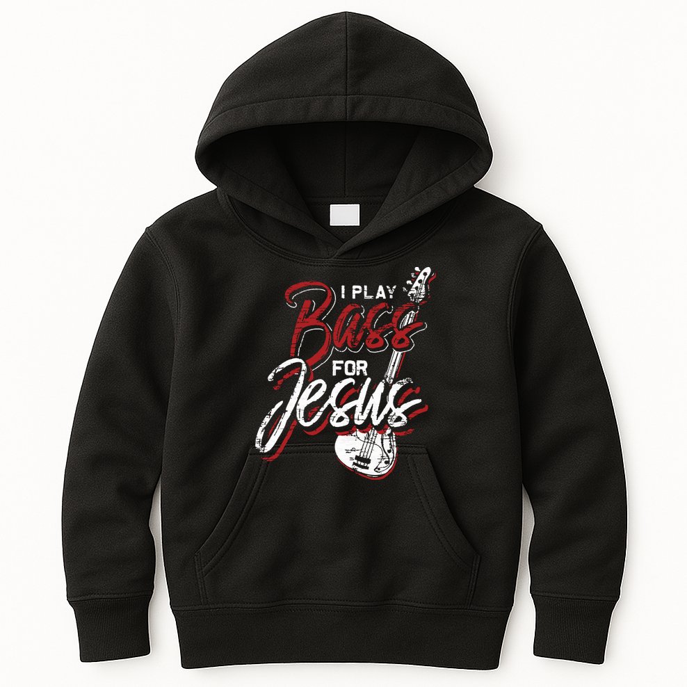 Jesus Bassist Christian Bass Player Bass Guitar Kids Hoodie