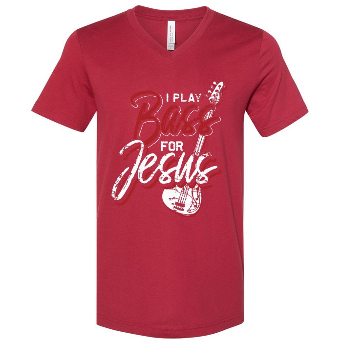 Jesus Bassist Christian Bass Player Bass Guitar V-Neck T-Shirt