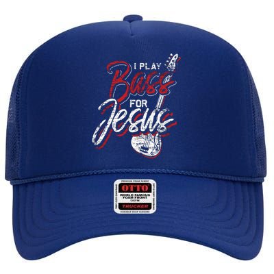 Jesus Bassist Christian Bass Player Bass Guitar High Crown Mesh Back Trucker Hat