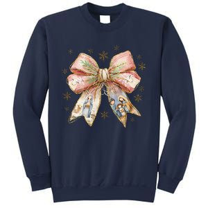 Jesus Birth Christmas Coquette Bow Christian Nativity Scene Sweatshirt