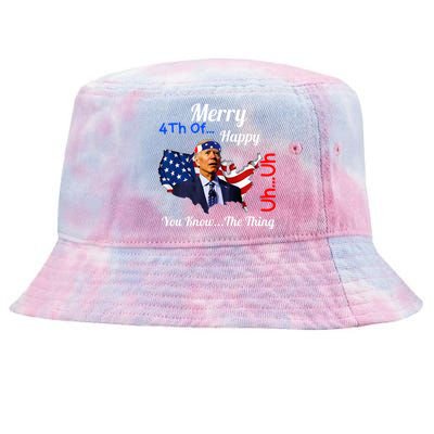 Joe Biden Confused Merry Happy Funny 4th Of July Joe Biden Tie-Dyed Bucket Hat