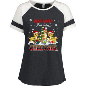 Just Bring Cheetahs Christmas Three Santa Cheetahs Lover Cute Gift Enza Ladies Jersey Colorblock Tee