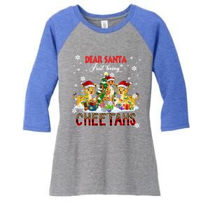 Just Bring Cheetahs Christmas Three Santa Cheetahs Lover Cute Gift Women's Tri-Blend 3/4-Sleeve Raglan Shirt