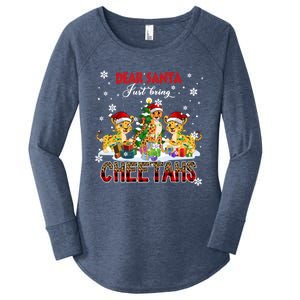 Just Bring Cheetahs Christmas Three Santa Cheetahs Lover Cute Gift Women's Perfect Tri Tunic Long Sleeve Shirt