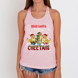 Just Bring Cheetahs Christmas Three Santa Cheetahs Lover Cute Gift Women's Knotted Racerback Tank