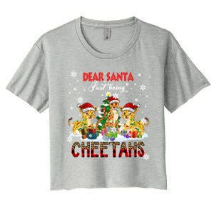 Just Bring Cheetahs Christmas Three Santa Cheetahs Lover Cute Gift Women's Crop Top Tee