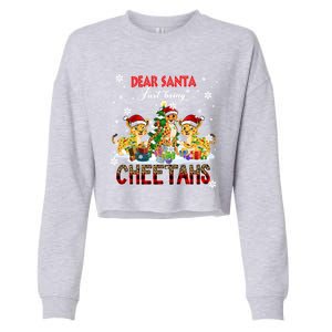 Just Bring Cheetahs Christmas Three Santa Cheetahs Lover Cute Gift Cropped Pullover Crew