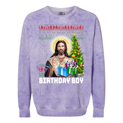 Jesus Birthday Christmas Xmas Holiday Funny Ugly Sweater Cute Gift Colorblast Crewneck Sweatshirt