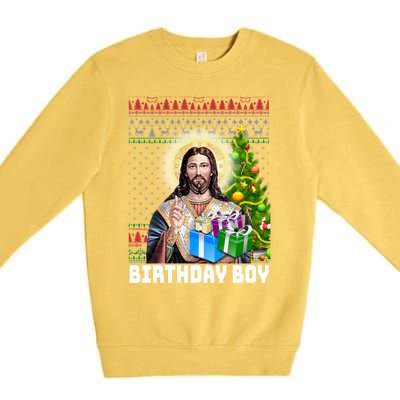 Jesus Birthday Christmas Xmas Holiday Funny Ugly Sweater Cute Gift Premium Crewneck Sweatshirt