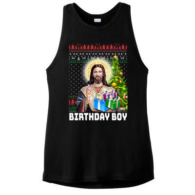 Jesus Birthday Christmas Xmas Holiday Funny Ugly Sweater Cute Gift Ladies PosiCharge Tri-Blend Wicking Tank