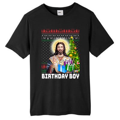 Jesus Birthday Christmas Xmas Holiday Funny Ugly Sweater Cute Gift Tall Fusion ChromaSoft Performance T-Shirt