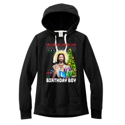 Jesus Birthday Christmas Xmas Holiday Funny Ugly Sweater Cute Gift Women's Fleece Hoodie