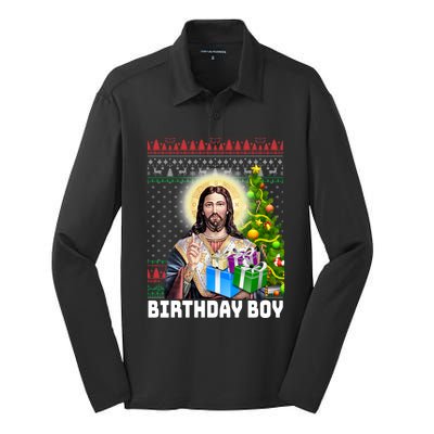 Jesus Birthday Christmas Xmas Holiday Funny Ugly Sweater Cute Gift Silk Touch Performance Long Sleeve Polo