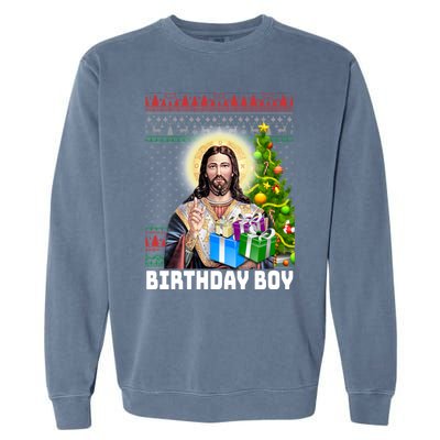 Jesus Birthday Christmas Xmas Holiday Funny Ugly Sweater Cute Gift Garment-Dyed Sweatshirt