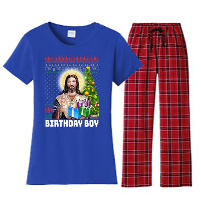 Jesus Birthday Christmas Xmas Holiday Funny Ugly Sweater Cute Gift Women's Flannel Pajama Set