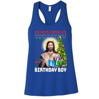 Jesus Birthday Christmas Xmas Holiday Funny Ugly Sweater Cute Gift Women's Racerback Tank