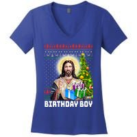 Jesus Birthday Christmas Xmas Holiday Funny Ugly Sweater Cute Gift Women's V-Neck T-Shirt