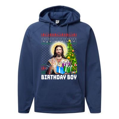 Jesus Birthday Christmas Xmas Holiday Funny Ugly Sweater Cute Gift Performance Fleece Hoodie