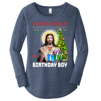 Jesus Birthday Christmas Xmas Holiday Funny Ugly Sweater Cute Gift Women's Perfect Tri Tunic Long Sleeve Shirt