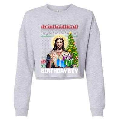 Jesus Birthday Christmas Xmas Holiday Funny Ugly Sweater Cute Gift Cropped Pullover Crew