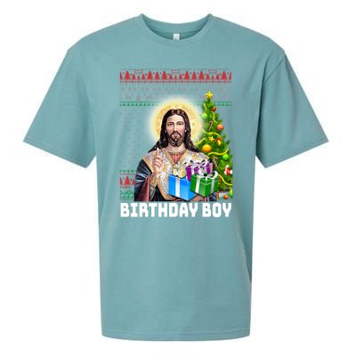 Jesus Birthday Christmas Xmas Holiday Funny Ugly Sweater Cute Gift Sueded Cloud Jersey T-Shirt