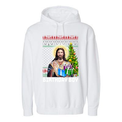 Jesus Birthday Christmas Xmas Holiday Funny Ugly Sweater Cute Gift Garment-Dyed Fleece Hoodie