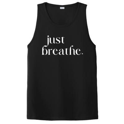 Just Breathe Cute Graphic Mindfulness Meditation Yoga Funny Gift PosiCharge Competitor Tank