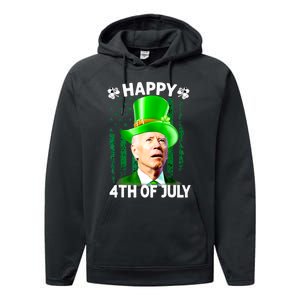 Joe Biden Confused Happy 4th Of July Funny St Patricks Day Performance Fleece Hoodie