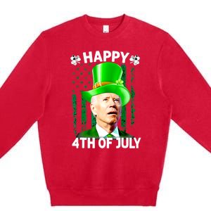 Joe Biden Confused Happy 4th Of July Funny St Patricks Day Premium Crewneck Sweatshirt