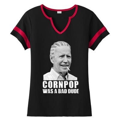 Joe Biden Cornpop Was A Bad Dude Ladies Halftime Notch Neck Tee