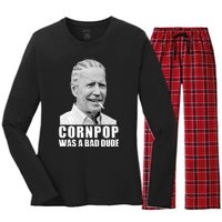 Joe Biden Cornpop Was A Bad Dude Women's Long Sleeve Flannel Pajama Set 