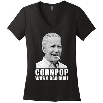 Joe Biden Cornpop Was A Bad Dude Women's V-Neck T-Shirt