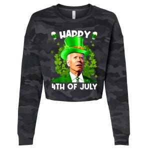 Joe Biden Confused Happy 4th Of July Funny St Patricks Day Cropped Pullover Crew