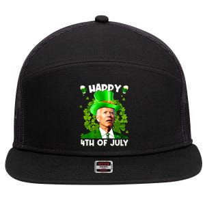 Joe Biden Confused Happy 4th Of July Funny St Patricks Day 7 Panel Mesh Trucker Snapback Hat