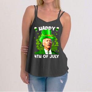 Joe Biden Confused Happy 4th Of July Funny St Patricks Day Women's Strappy Tank