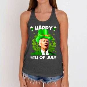 Joe Biden Confused Happy 4th Of July Funny St Patricks Day Women's Knotted Racerback Tank