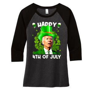 Joe Biden Confused Happy 4th Of July Funny St Patricks Day Women's Tri-Blend 3/4-Sleeve Raglan Shirt