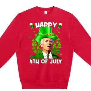 Joe Biden Confused Happy 4th Of July Funny St Patricks Day Premium Crewneck Sweatshirt