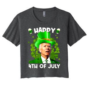 Joe Biden Confused Happy 4th Of July Funny St Patricks Day Women's Crop Top Tee