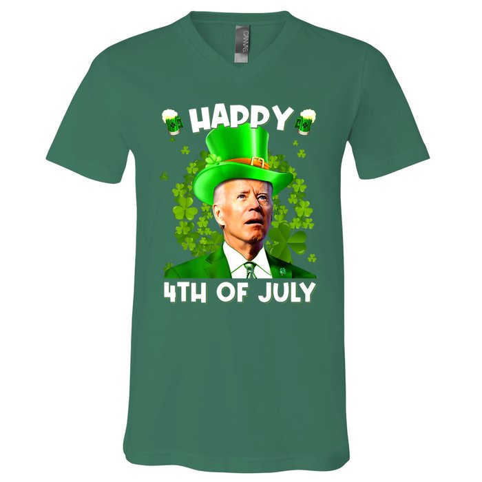 Joe Biden Confused Happy 4th Of July Funny St Patricks Day V-Neck T-Shirt