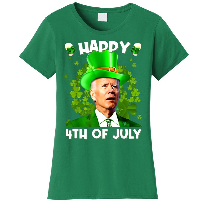 Joe Biden Confused Happy 4th Of July Funny St Patricks Day Women's T-Shirt