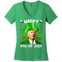 Joe Biden Confused Happy 4th Of July Funny St Patricks Day Women's V-Neck T-Shirt