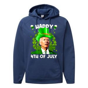 Joe Biden Confused Happy 4th Of July Funny St Patricks Day Performance Fleece Hoodie